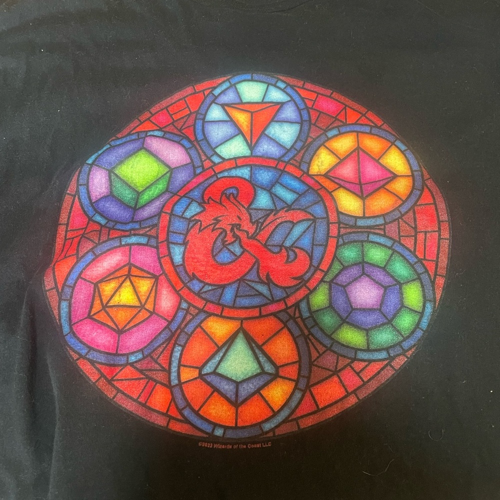 Dungeons and dragons stained glass 2x shirt